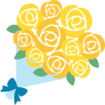 黄色いバラの花束のイラスト