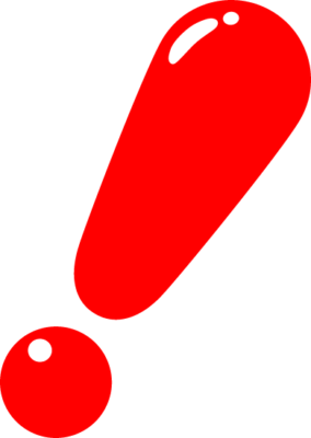 ビックリマークのイラスト（赤色）