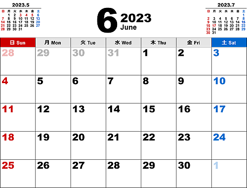 2023年6月無料PDFカレンダー