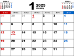 2025年1月無料PDFカレンダー