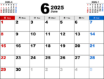 2025年6月無料PDFカレンダー