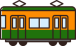 電車のイラスト（オレンジ＆緑）