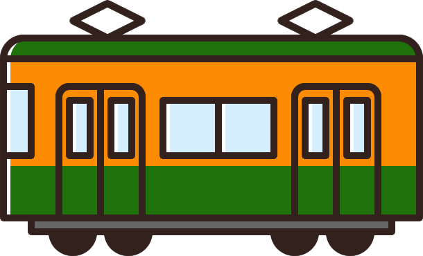 電車のイラスト オレンジ 緑 イラストストック