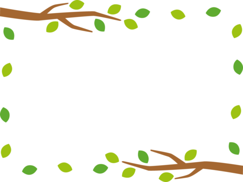 木の枝と葉っぱのフレーム枠イラスト