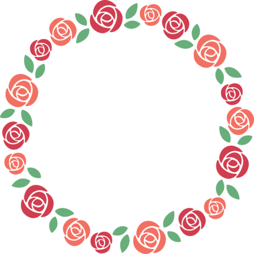 赤いバラの丸型フレーム枠イラスト