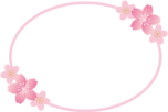 桜を飾った春の楕円形フレーム枠イラスト