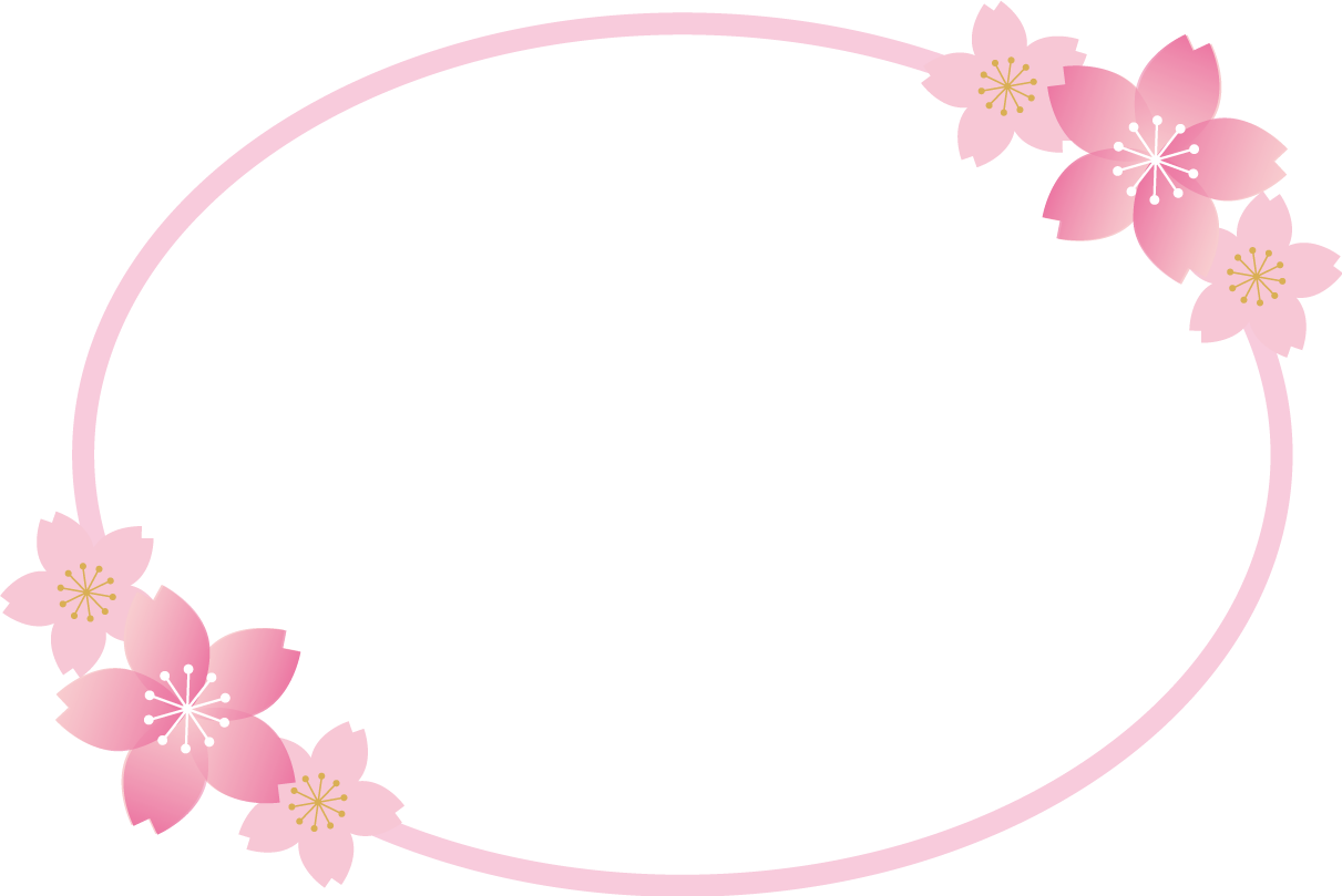 桜を飾った春の楕円形フレーム枠イラスト イラストストック
