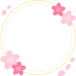 桜を飾った春の丸型フレーム枠イラスト