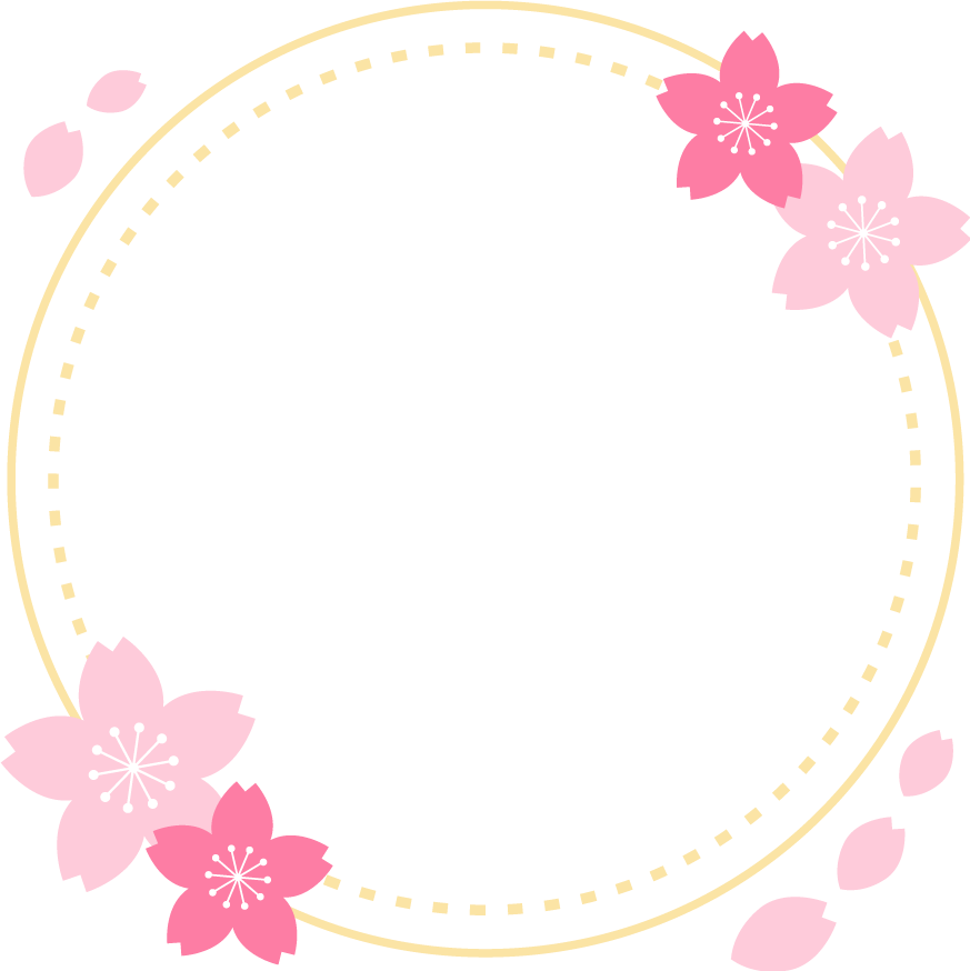 桜を飾った春の丸型フレーム枠イラスト イラストストック
