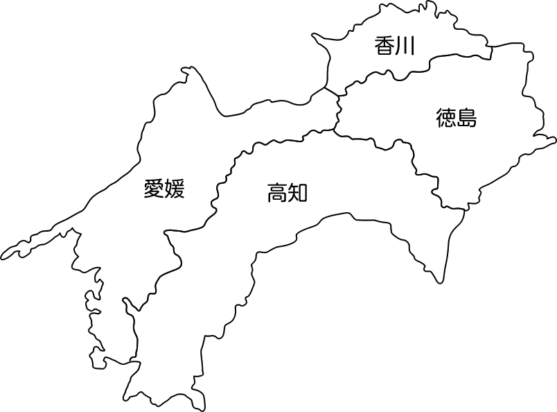 白地図 四国地方のイラスト 都道府県名入り イラストストック