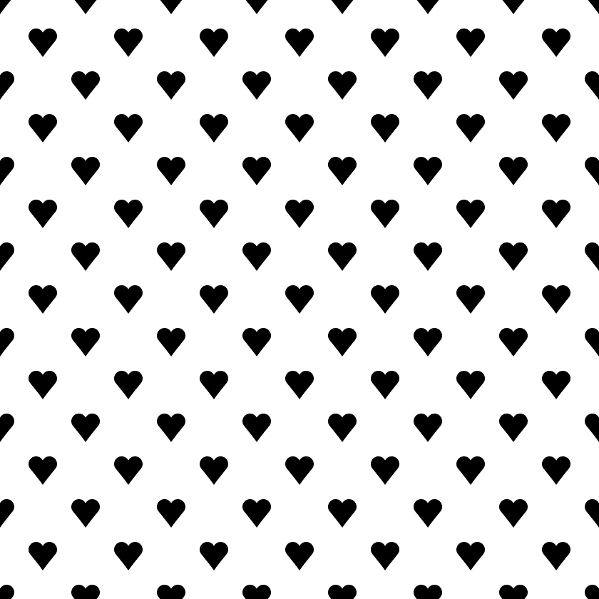 ハート柄の背景透過pngイラスト パターン素材 黒色 モノクロ