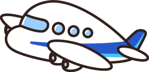 かわいい飛行機のイラスト（青）