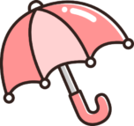 ピンク色の傘のイラスト