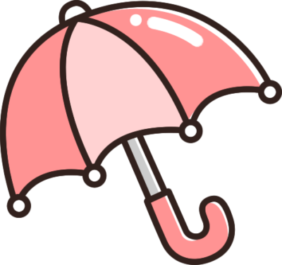 ピンク色の傘のイラスト