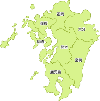 九州地方の地図イラスト（都道府県名入り） - イラストストック