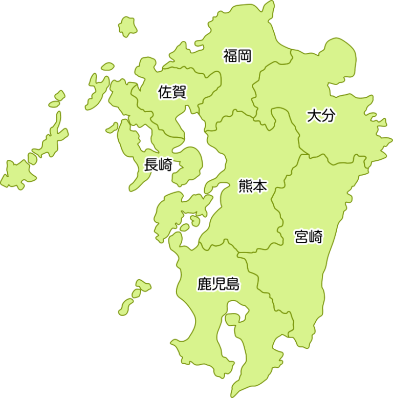 九州地方の地図イラスト（都道府県名入り） イラストストック