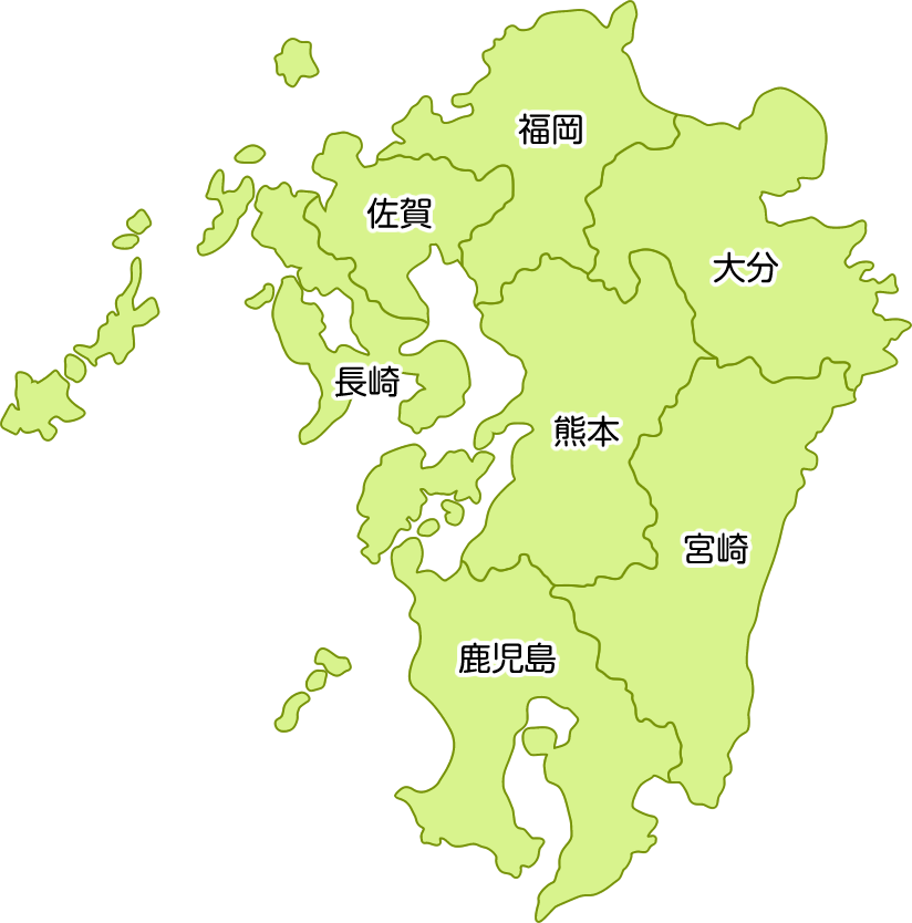 九州地方の地図イラスト 都道府県名入り イラストストック