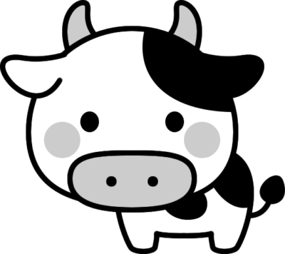 可愛い牛の白黒イラスト