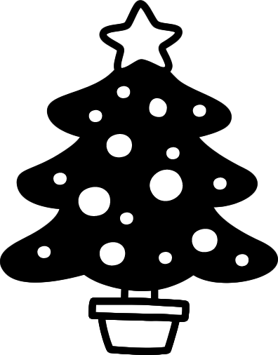 クリスマスツリーの白黒イラスト イラストストック